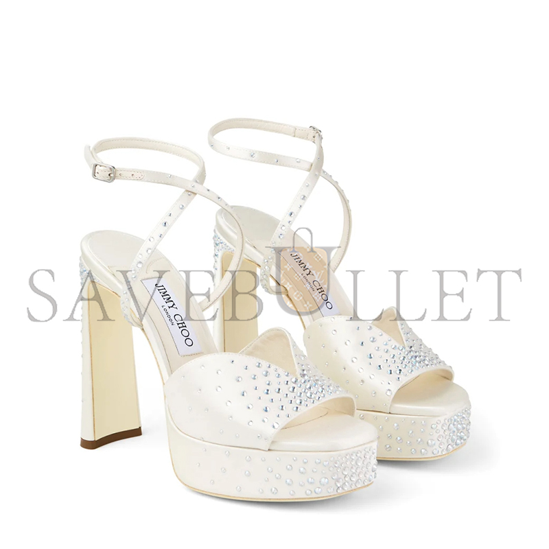 Ji*y Ch* karli platform 125 ivory satin crystal platform sandals karlipf125brz